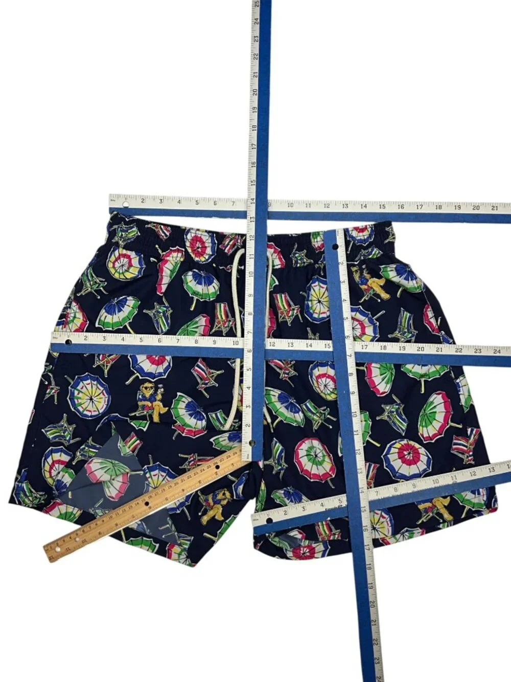 Polo Ralph Lauren Polo Bear Umbrella Swim Trunks XL Blue Lined Swimwear